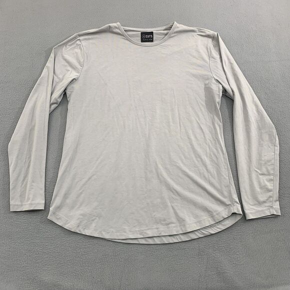 Cuts Shirt Mens Large Gray Long Sleeve Curve Hem Pyca Pro Lightweight Athletic - Picture 1 of 13